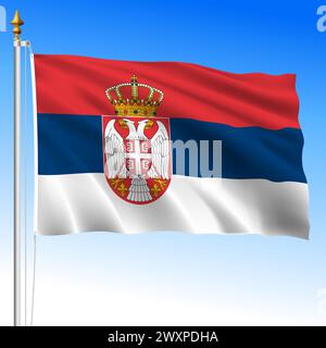 Serbia official national waving flag, european country, vector illustration Stock Vector