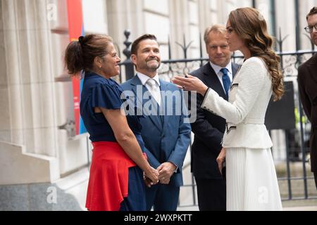 London, UK. 20 Jun, 2023. Pictured: Catherine - The Princess of Wales is greeted by Tracey Emin at The National Portrait Gallery to reopen the gallery Stock Photo