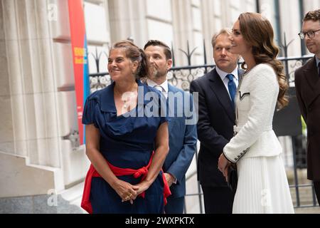 London, UK. 20 Jun, 2023. Pictured: Catherine - The Princess of Wales is greeted by Tracey Emin at The National Portrait Gallery to reopen the gallery Stock Photo