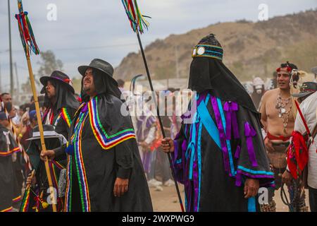 HERMOSILLO, MEXICO - MARCH 30: Pharisees with spears during Holy Week celebrations on March 30, 2024 in Hermosillo, Mexico. (Photo by Luis Gutiérrez/ Norte photo ) Stock Photo