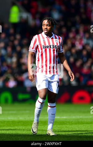 Stoke On Trent, UK. 01st Apr, 2024. Niall Ennis of Stoke City during the Sky Bet Championship match Stoke City vs Huddersfield Town at Bet365 Stadium, Stoke-on-Trent, United Kingdom, 1st April 2024 (Photo by Lloyd Jones/News Images) in Stoke-on-Trent, United Kingdom on 4/1/2024. (Photo by Lloyd Jones/News Images/Sipa USA) Credit: Sipa USA/Alamy Live News Stock Photo