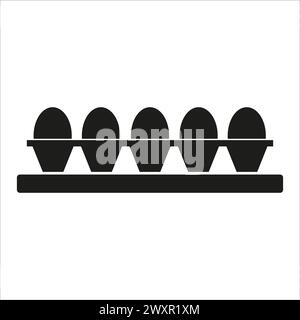 Egg holder with eggs silhouette. Kitchenware icon. Cooking utensil. Breakfast preparation equipment. Vector illustration. EPS 10. Stock Vector