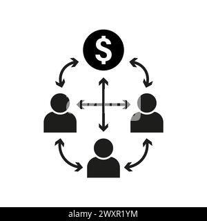 Financial transactions concept. Money circulation, investment return symbol. Dollar and people exchange icon. Vector illustration. EPS 10. Stock Vector