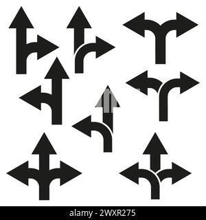 Directional arrows set. Road sign variation. Navigation pointers. Simple geometric shapes. Vector illustration. EPS 10. Stock Vector