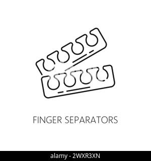 Nail manicure service icon with finger separators. Woman beauty or spa salon, cosmetics and makeup shop, cosmetology thin line vector icon. Manicure and pedicure master outline sign or pictogram Stock Vector