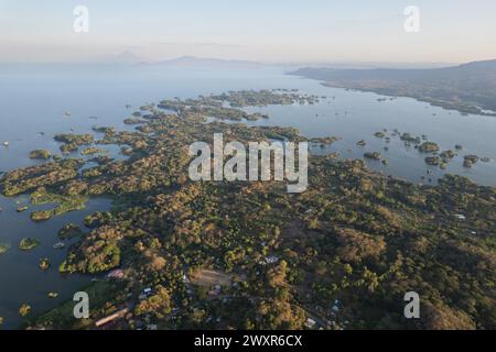 Nicaragua sunset landscape background aerial drone view Stock Photo