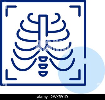 Chest x-ray showing rib cage. Medical imaging for bone and lungs health and diagnostics. Pixel perfect vector icon Stock Vector