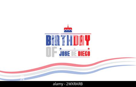 Birthday of Jose de Diego text with america flag design Stock Vector