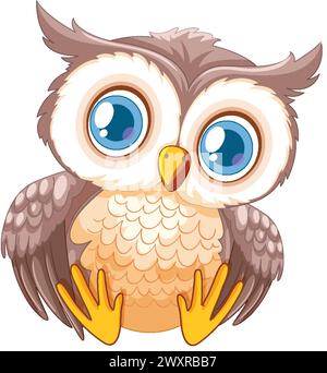 Cute, wide-eyed owl illustration in vector format Stock Vector