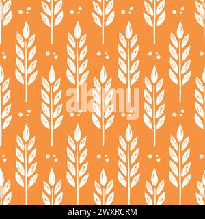 Wheat brush texture seamless pattern background. Hand drawn crayon ...