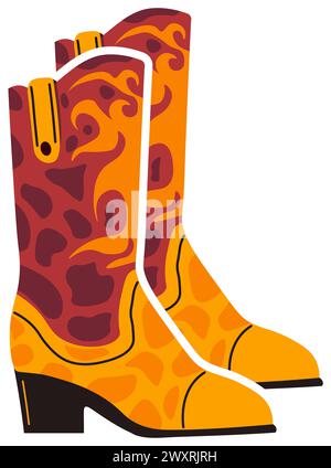 Flame Pattern Cowboy Boots vector Stock Vector