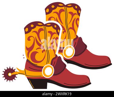 Flame Pattern Cowboy Boots vector Stock Vector