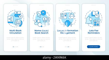 RFID book management blue onboarding mobile app screen Stock Vector