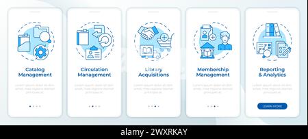 Library customer service blue onboarding mobile app screen Stock Vector