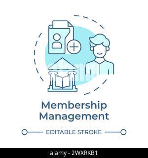 Membership management soft blue concept icon Stock Vector