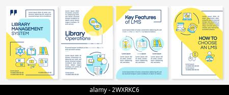 Library management benefits brochure template Stock Vector