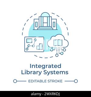Integrated library systems soft blue concept icon Stock Vector