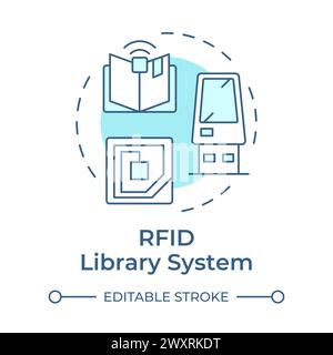 RFID library system soft blue concept icon Stock Vector