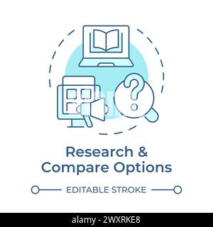 Research and compare options soft blue concept icon Stock Vector