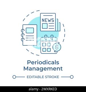 Periodicals management soft blue concept icon Stock Vector
