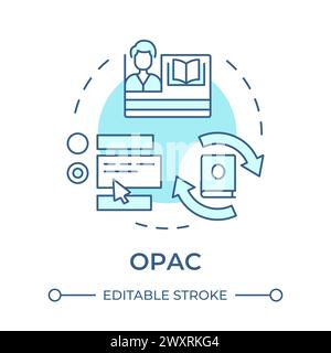 OPAC soft blue concept icon Stock Vector