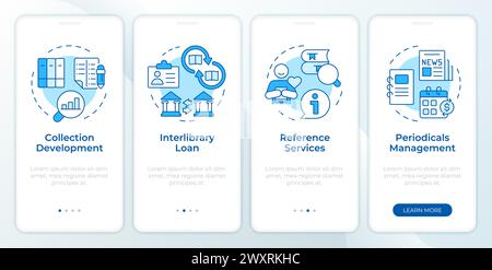 Interlibrary operations blue onboarding mobile app screen Stock Vector