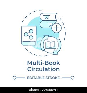 Multi-book circulation soft blue concept icon Stock Vector