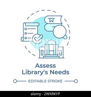 Assess library needs soft blue concept icon Stock Vector