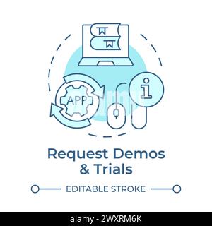 Request demos and trials soft blue concept icon Stock Vector