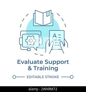 Evaluate support and training soft blue concept icon Stock Vector