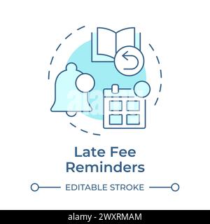 Late fee reminders soft blue concept icon Stock Vector