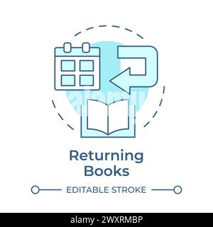 Book returning soft blue concept icon Stock Vector