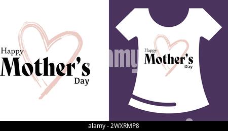 Happy Mother's Day greeting vector banner with pink paper heart. Quote T-shirt Design, calligraphy text on isolated background Stock Vector