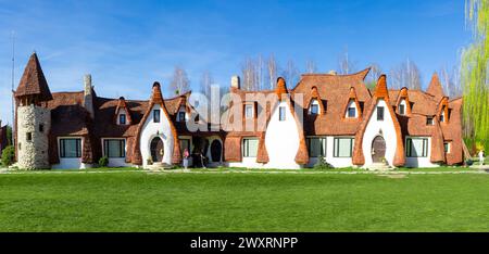 A scenic view of clay castle in the valley of the fairies in the village of Porumbacu de Sus, Romania Stock Photo