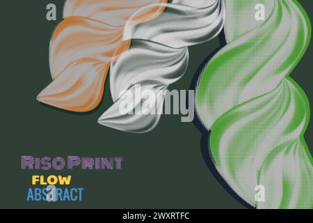 Risograph effect Flow abstract banner. Abstract swirl wave Stock Vector