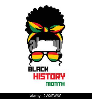 Black History Month Juneteenth Woman Hair Bun Sunglasses Stock Vector