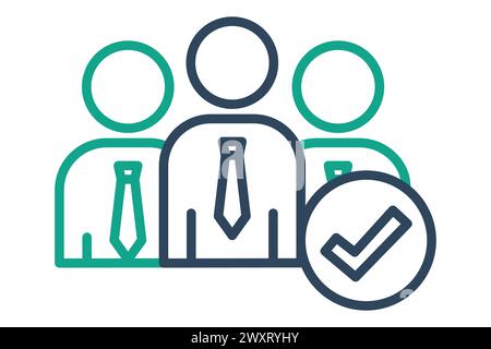 check icon. people with check mark. icon related to action plan, business. line icon style. business element illustration Stock Vector
