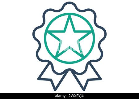 ranking icon. medal with star in circle. icon related to action plan, business. line icon style. business element illustration Stock Vector