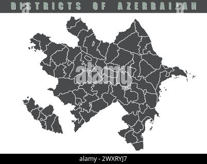 Azerbaijan country map. Map of Azerbaijan in gray color. Detailed gray vector map of Azerbaijan by region. Stock Vector