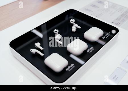 AirPods 2nd 3nd generation. Thailand, Bangkok, 14 March 2024 Stock Photo