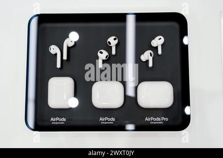 AirPods 2nd 3nd generation. Thailand, Bangkok, 14 March 2024 Stock Photo