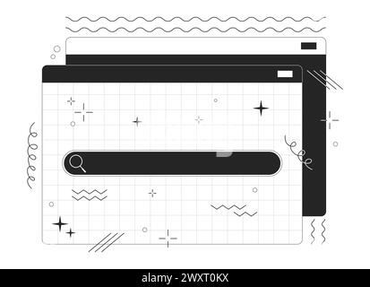Search field on webpage black and white 2D line cartoon object Stock Vector