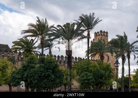 The Alcazar of the Christian Monarchs is a medieval fortress and former royal residence in Córdoba, Spain Stock Photo