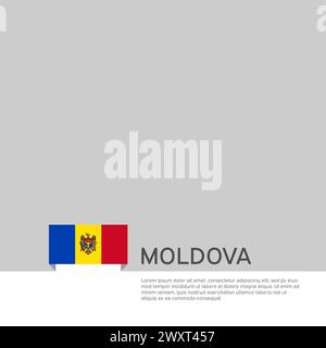 Moldova flag background. State patriotic moldavian banner, cover. Document template with moldova flag on white background. National poster. Business Stock Vector