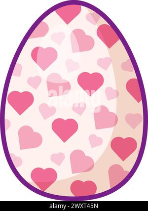 Festive Easter egg with multi colored geometric ornate. Bright minimalistic illustration for design of festive Easter banner. Cartoon vector element i Stock Vector