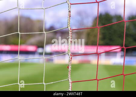 Close-up of the goal net at Brackley Town Football Club. Stock Photo