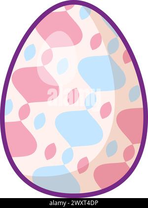Festive Easter egg with multi colored geometric ornate. Bright minimalistic illustration for design of festive Easter banner. Cartoon vector element i Stock Vector