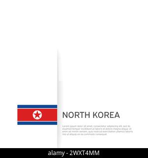 North korea flag background. State patriotic north korean banner, cover. Democratic People Republic of Korea flag. DPRK. Template. National poster Stock Vector