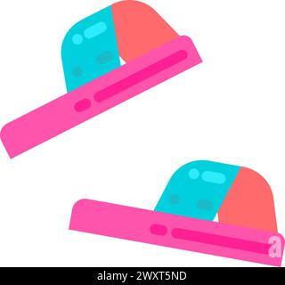 Rubber beach slippers. Footwear for sea holidays. Summer vacation icon. Simple flat cartoon vector isolated on white background Stock Vector