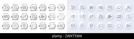 Timer, Teamwork and Report line icons. For web app, printing. Line icons. Vector Stock Vector